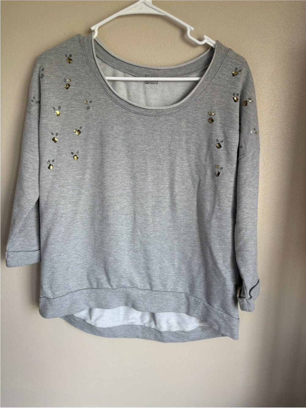 Embellished Grey Women's Pullover Top